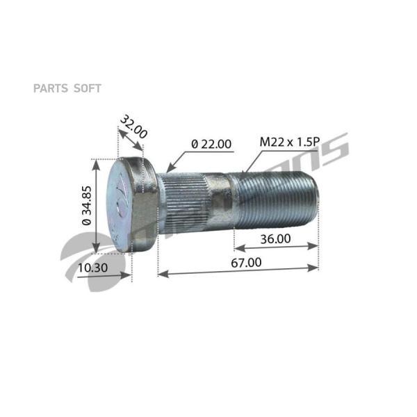 600.115_Шпилька Ступицы Колеса М22Х1.5Х67 Sаf MANSONS 600115