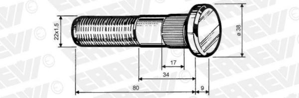 ERREVI 729350 ER729350 болт колесный M22x1.5x90/79/42 ROR 1шт